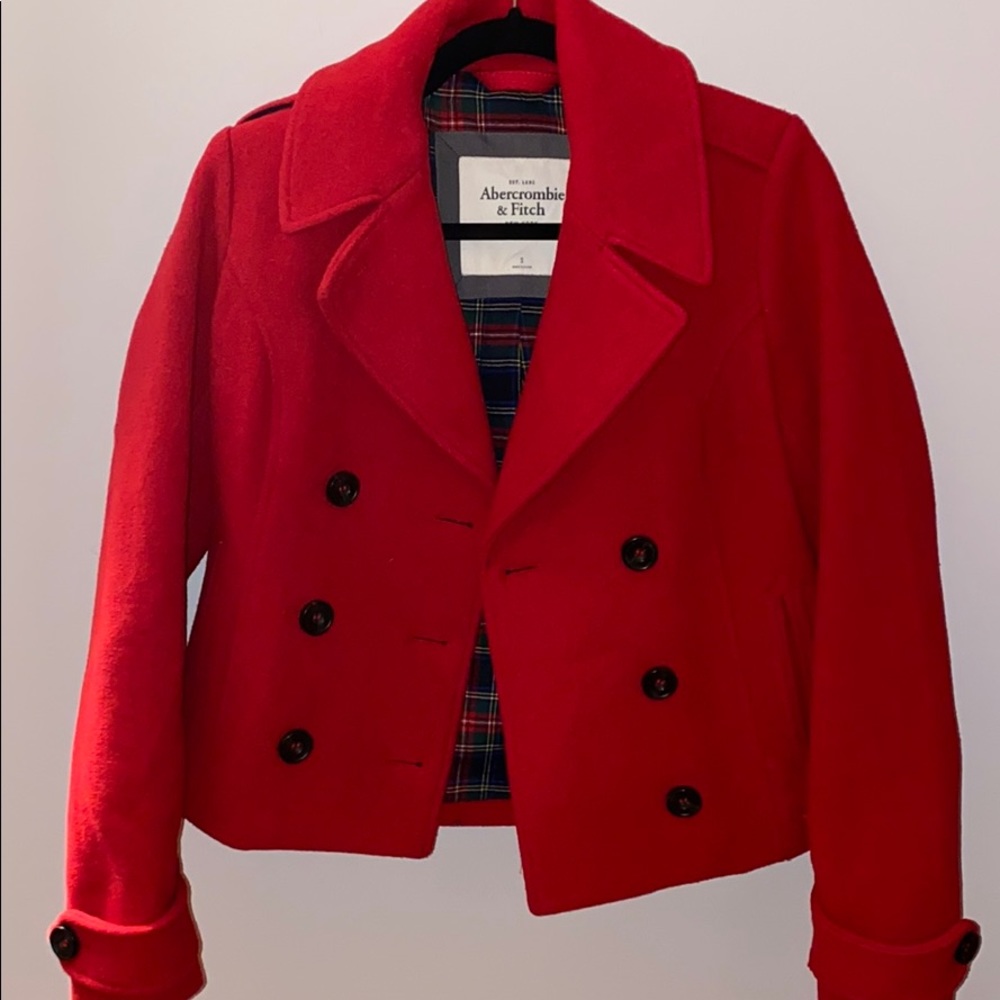 Abercrombie & Fitch Cherry Red Pea Coat